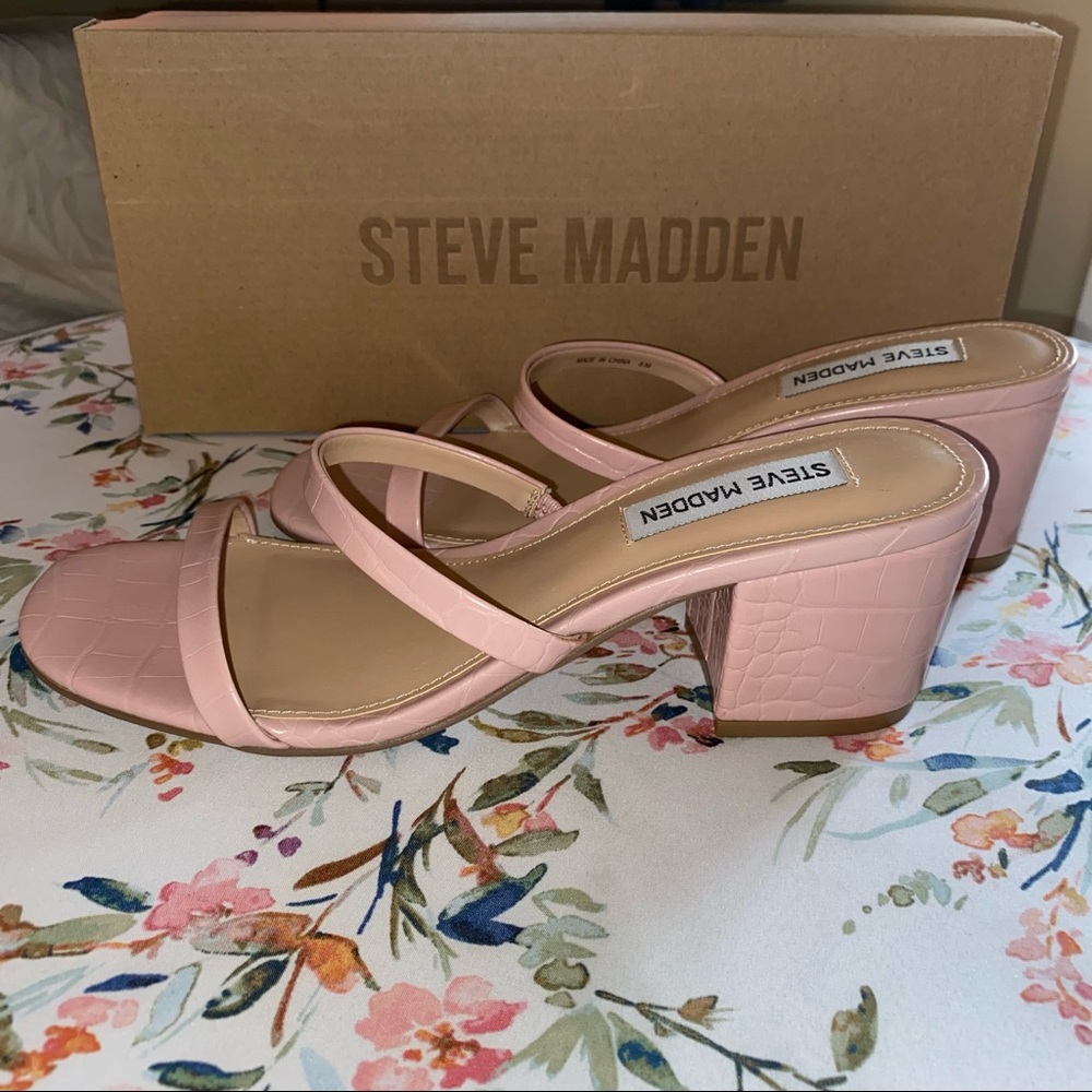 Nwot Steve Madden Issy Block Heel Slide Sandal Pi… - image 3
